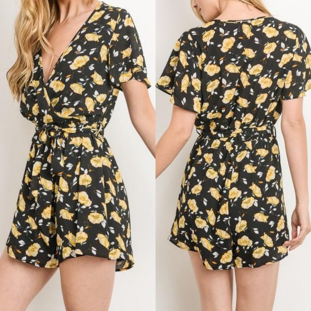 BOGO FREE! Black floral romper